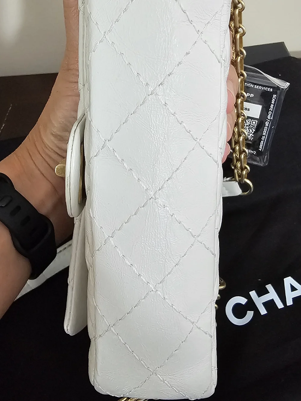 CHANEL Reissue White Quilted Mini Waist Bag with Gold-Tone Turn Lock AUTHENTIC
